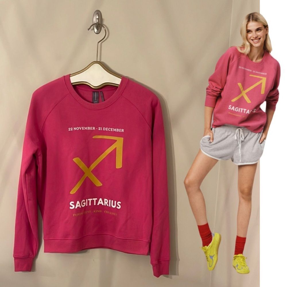 Anthropologie The Zodiac Sweatshirt by Catherine O'Sullivan Pink Sagittarius NWT